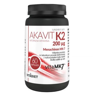 Vitadiet Akavit Witamina K2 200 µg, 60 kapsułek - zdjęcie produktu