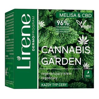 Lirene Cannabis Garden Melisa & CBD, regenerujący krem łagodzący na noc, każdy typ cery, 50 ml - zdjęcie produktu
