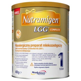 Nutramigen 1 LGG Complete, hipoalergiczny preparat mlekozastępczy, od urodzenia, 400 g - zdjęcie produktu
