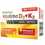 Erbafarm Naturale VitaErba D3+K2, 60 tabletek - miniaturka zdjęcia produktu
