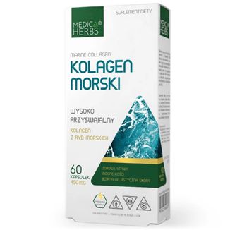 Medica Herbs Kolagen morski Marine Collagen 450 mg, 60 kapsułek Medica Herbs Kolagen morski Marine Collagen 450 mg, 60 kapsułek - zdjęcie produktu