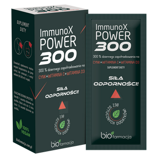 Biofarmacja ImmunoX Power 300, cynk + witamina C + witamina D3, 1,5 g x 14 saszetek - zdjęcie produktu