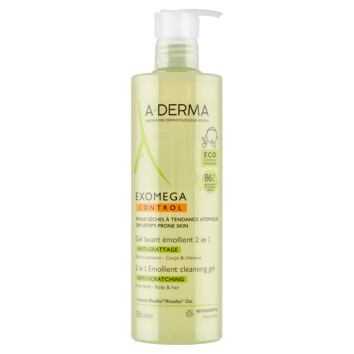 A-Derma Exomega Control 2w1, żel emolient do mycia ciała, twarzy