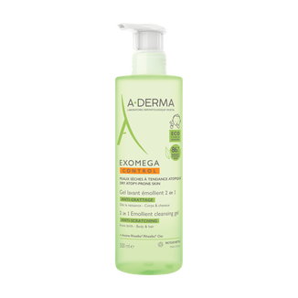 A-Derma Exomega Control 2w1, żel emolient do mycia ciała, twarzy, włosów, od urodzenia, 500 ml - zdjęcie produktu
