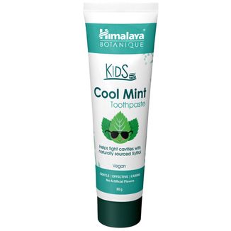 Himalaya Botanique Kids, botaniczna pasta do zębów dla dzieci, bez fluoru, Cool Mint, 80 g - zdjęcie produktu