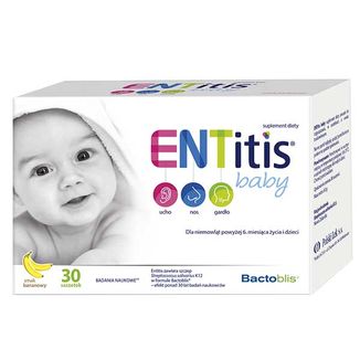 ENTitis Baby dla niemowląt powyżej 6 miesiąca i dzieci, smak bananowy, 30 saszetek KRÓTKA DATA - zdjęcie produktu