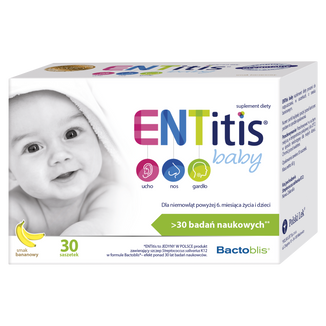 ENTitis Baby dla niemowląt powyżej 6 miesiąca i dzieci, smak bananowy, 30 saszetek - zdjęcie produktu