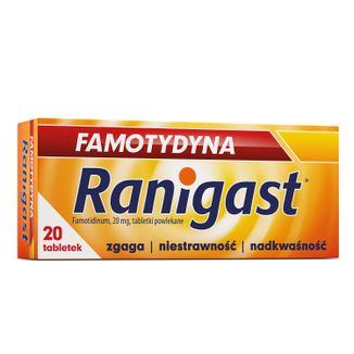 Famotydyna Ranigast 20 mg, 20 tabletek powlekanych - zdjęcie produktu