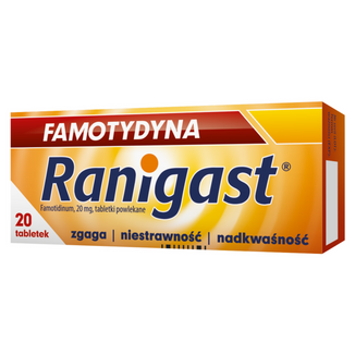 Famotydyna Ranigast 20 mg, 20 tabletek powlekanych - zdjęcie produktu