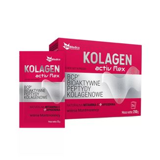 EkaMedica Kolagen Activ Flex, proszek, smak wiśniowy, 10 g x 21 saszetek USZKODZONE OPAKOWANIE - zdjęcie produktu