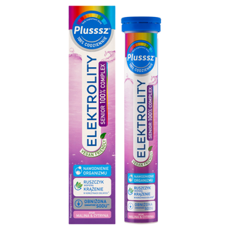 Plusssz Elektrolity Senior 100% Complex, smak malinowo-cytrynowy, 24 tabletki musujące - zdjęcie produktu