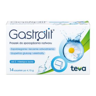 Gastrolit, proszek do sporządzania roztworu, od 2 miesiąca życia, 4,15 g x 14 saszetek USZKODZONE OPAKOWANIE - zdjęcie produktu