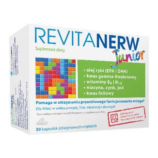 Revitanerw Junior, dla dzieci powyżej 3 lat i dorosłych, 30 kapsułek miękkich - zdjęcie produktu