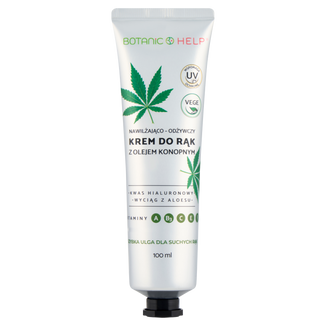Botanic Help, nawilżająco-odżywczy krem do rąk z olejem konopnym, 100 ml Botanic Help, nawilżająco-odżywczy krem do rąk z olejem konopnym, 100 ml - zdjęcie produktu