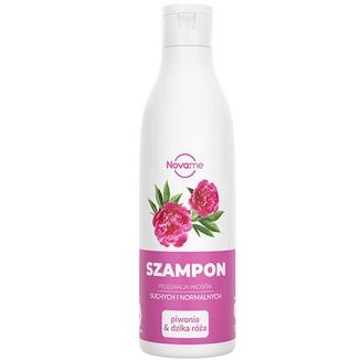 Novame, szampon do włosów suchych i normalnych, piwonia i dzika róża, 300 ml - zdjęcie produktu