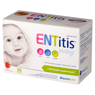 ENTitis Baby dla niemowląt powyżej 6 miesiąca i dzieci, smak truskawkowy, 30 saszetek - zdjęcie produktu