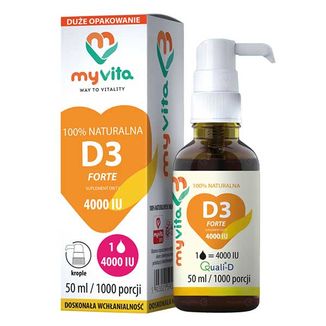 MyVita Naturalne D3 Forte, witamina D 4000 j.m., krople 50 ml - zdjęcie produktu