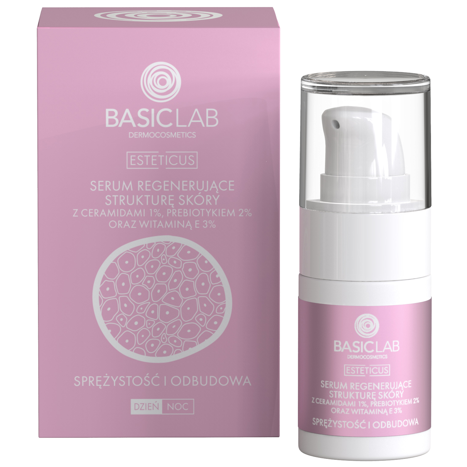 Basiclab BasicLab Esteticus, serum regenerujące strukturę skóry z ceramidami 1%, sprężystość i odbudowa, 15 ml
