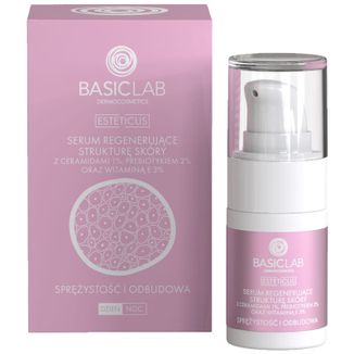 BasicLab Esteticus, serum regenerujące strukturę skóry z ceramidami 1%, sprężystość i odbudowa, 15 ml - zdjęcie produktu