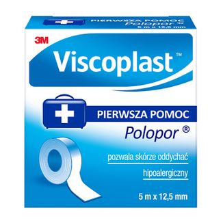 Viscoplast Polopor, przylepiec włókninowy, 5 m x 12,5 mm, 1 sztuka USZKODZONE OPAKOWANIE - zdjęcie produktu