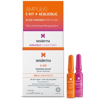 Sesderma Efekt Flash, Acglicolic Classic Forte + C-Vit Intensive Serum, 2 x 1,5 ml - zdjęcie produktu