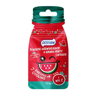 Dosfarm Drażetki odświeżające z witaminą C, smak arbuz i mięta, 16 g - zdjęcie produktu