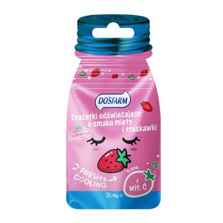 Dosfarm Drażetki odświeżające z witaminą C, smak truskawka i mięta, 16 g - zdjęcie produktu