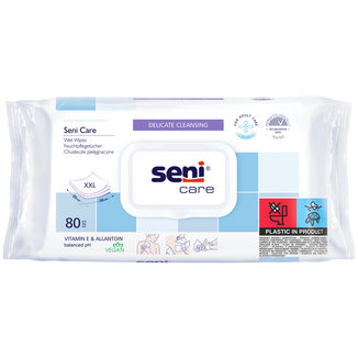 Seni Care, chusteczki nawilżane, pielęgnacyjne, z klipsem, XXL, 80 sztuk - zdjęcie produktu