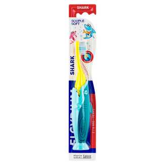 Elgydium Pocket Kids Shark, szczoteczka do zębów dla dzieci, podróżna, 2-6 lat, 1 sztuka - zdjęcie produktu