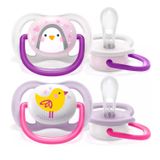 Avent Ultra Air, smoczek uspokajający, silikonowy, ortodontyczny, girl, SCF080/06, 0-6 miesięcy, 2 sztuki - miniaturka zdjęcia produktu