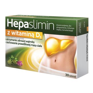 Hepaslimin z witaminą D3, 30 tabletek powlekanych USZKODZONE OPAKOWANIE - zdjęcie produktu