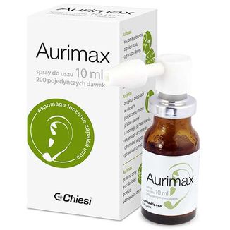 Aurimax, spray do uszu, 12 naturalnych składników, 10 ml Aurimax, spray do uszu, 12 naturalnych składników, 10 ml - zdjęcie produktu