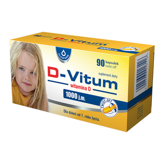 D-Vitum 1000 j.m., witamina D dla dzieci od 1 roku, 90 kapsułek twist-off - zdjęcie produktu