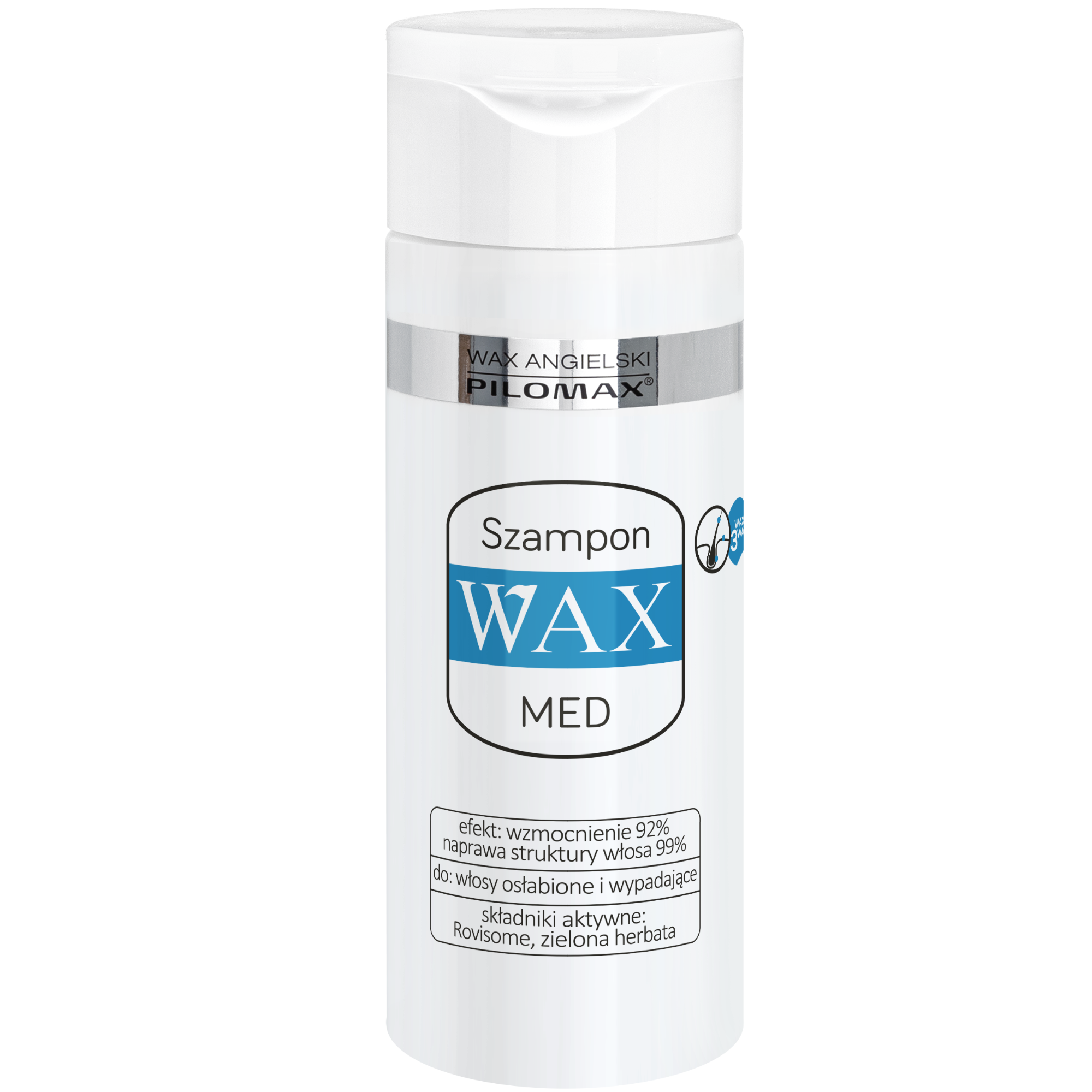 Nieznana Pilomax Med Wax, szampon wzmacniający przeciw wypadaniu włosów, sucha i wrażliwa skóra głowy, 150 ml