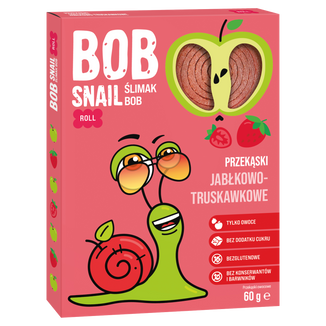 Bob Snail Roll Przekąska owocowa, jabłko, truskawka, 60 g USZKODZONE OPAKOWANIE - zdjęcie produktu
