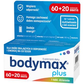 Bodymax Plus, 60 tabletek + 20 tabletek gratis USZKODZONE OPAKOWANIE - zdjęcie produktu