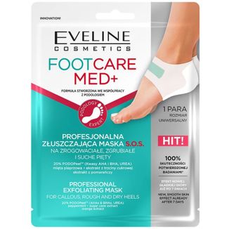 Eveline Cosmetics Foot Care Med+, profesjonalna złuszczająca maska S.O.S. na zrogowaciałe, zgrubiałe i suche pięty, 1 para - zdjęcie produktu