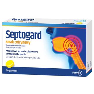 Septogard 3 mg, smak cytrynowy, 20 pastylek twardych - zdjęcie produktu