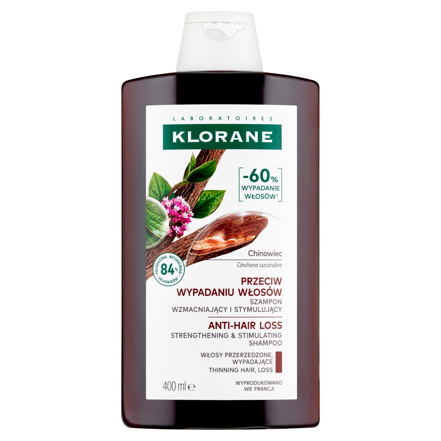 Klorane Klorane Przeciw Wypadaniu Włosów, szampon wzmacniający i stymulujący z chininą, 400 ml