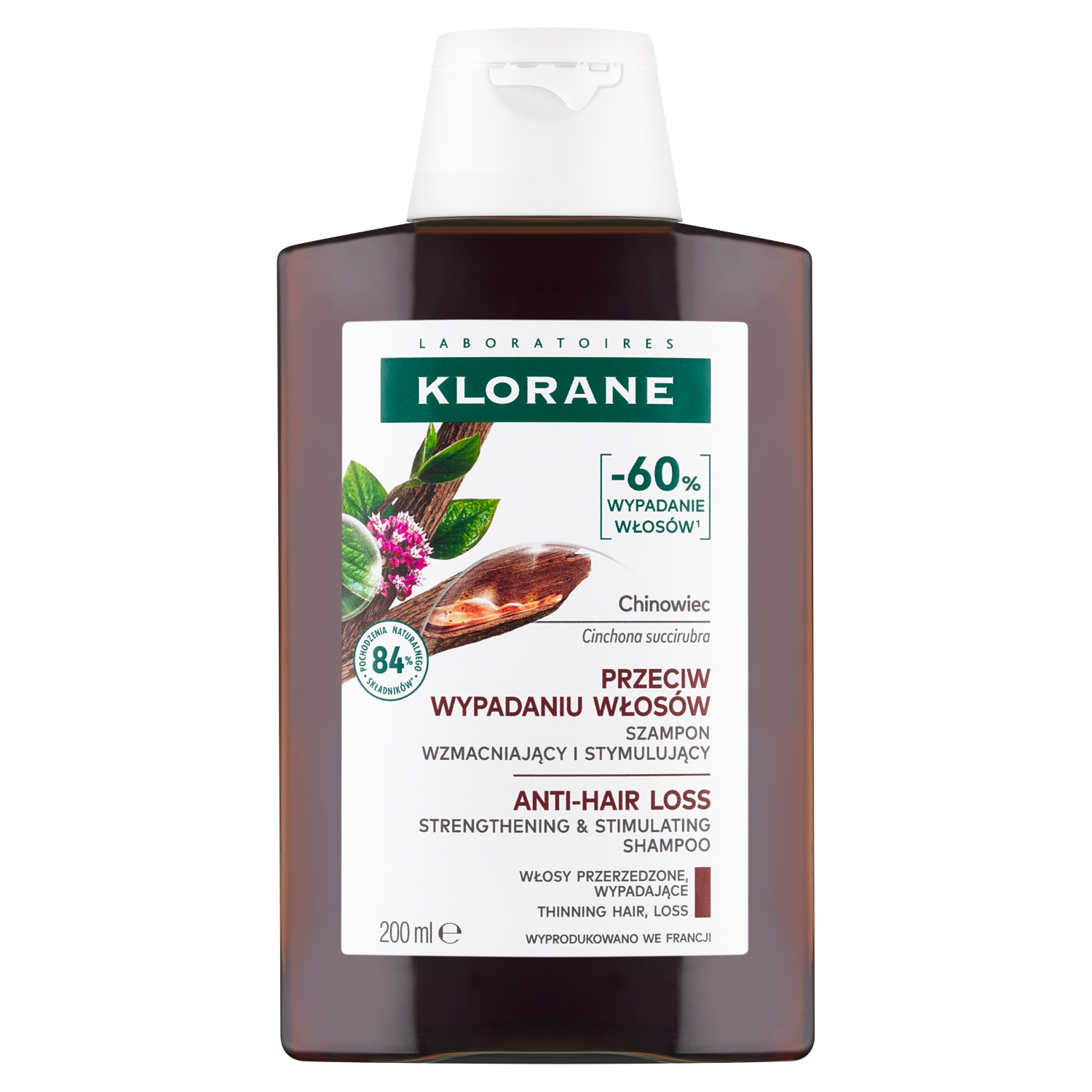 Klorane Klorane Przeciw Wypadaniu Włosów, szampon wzmacniający i stymulujący z chininą, 200 ml