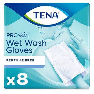 Tena ProSkin Wet Wash Gloves, nawilżane myjki higieniczne, 8 sztuk KRÓTKA DATA - zdjęcie produktu