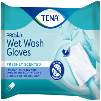 Tena ProSkin Wet Wash Gloves, nawilżane myjki higieniczne, 8 sztuk - zdjęcie produktu