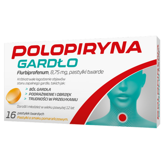 Polopiryna Gardło 8,75 mg, smak pomarańczowy, 16 pastylek do ssania KRÓTKA DATA - zdjęcie produktu