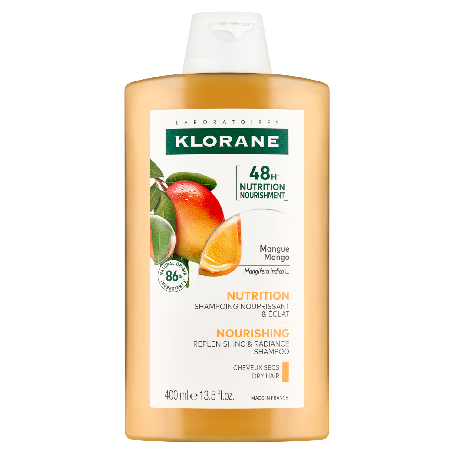 Klorane Klorane Nährung, Shampoo pflegend und aufhellend mit Mango, 400 ml — Inhaltsstoffe und Bewertung