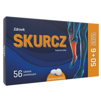 Zdrovit Skurcz, 50 tabletek powlekanych + 6 tabletek gratis USZKODZONE OPAKOWANIE - zdjęcie produktu