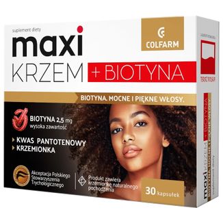 Maxi Krzem + Biotyna, 30 kapsułek USZKODZONE OPAKOWANIE - zdjęcie produktu