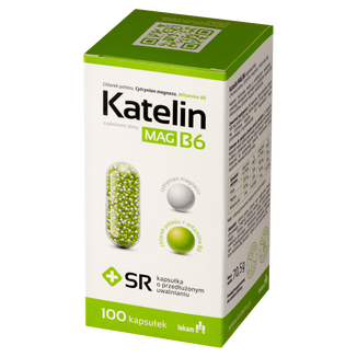 Katelin Mag B6, 100 kapsułek o przedłużonym uwalnianiu USZKODZONE OPAKOWANIE Katelin Mag B6, 100 kapsułek o przedłużonym uwalnianiu USZKODZONE OPAKOWANIE - zdjęcie produktu
