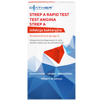 Diather Test Angina Strep A, domowy test do wykrywania antygenów Streptococcus grupy A z wymazu z gardła, 1 sztuka - zdjęcie produktu