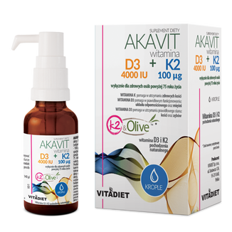 Vitadiet Akavit Witamina D3 4000 IU + K2 50 µg, krople, 29,4 ml - zdjęcie produktu