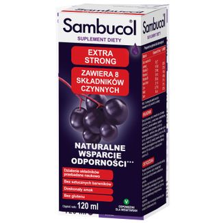 Sambucol Extra Strong, płyn dla dorosłych, 120 ml - zdjęcie produktu